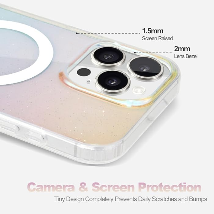 iPhone 15 Pro - Case Glitter - Magsafe - Arco Iris
