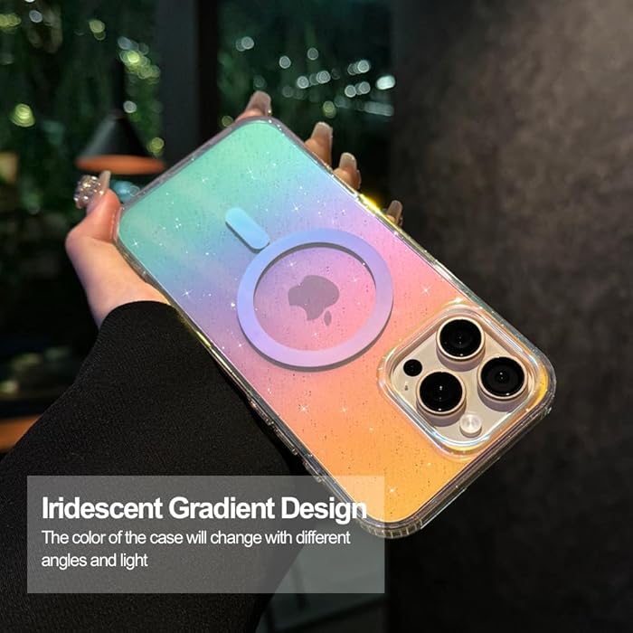 iPhone 16 Pro Max - Case Glitter - Magsafe - Arco Iris