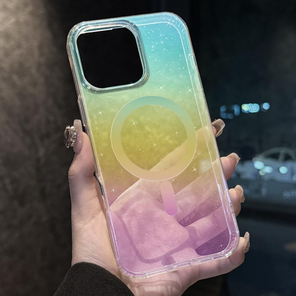 iPhone 15 - Case Glitter - Magsafe - Arco Iris