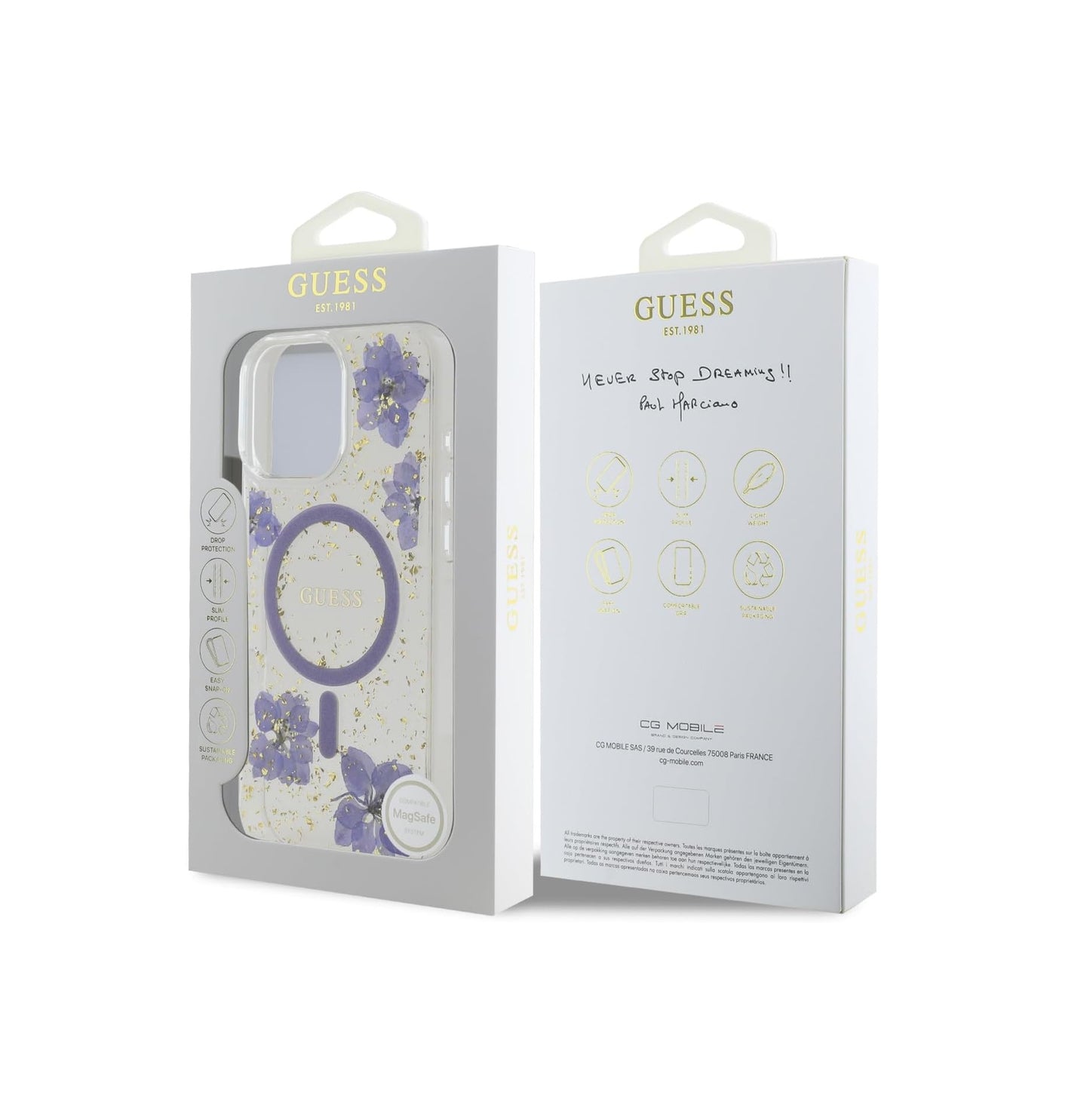 iPhone 16 Pro Max - Case Floral - Magsafe - Clear Purple - Guess
