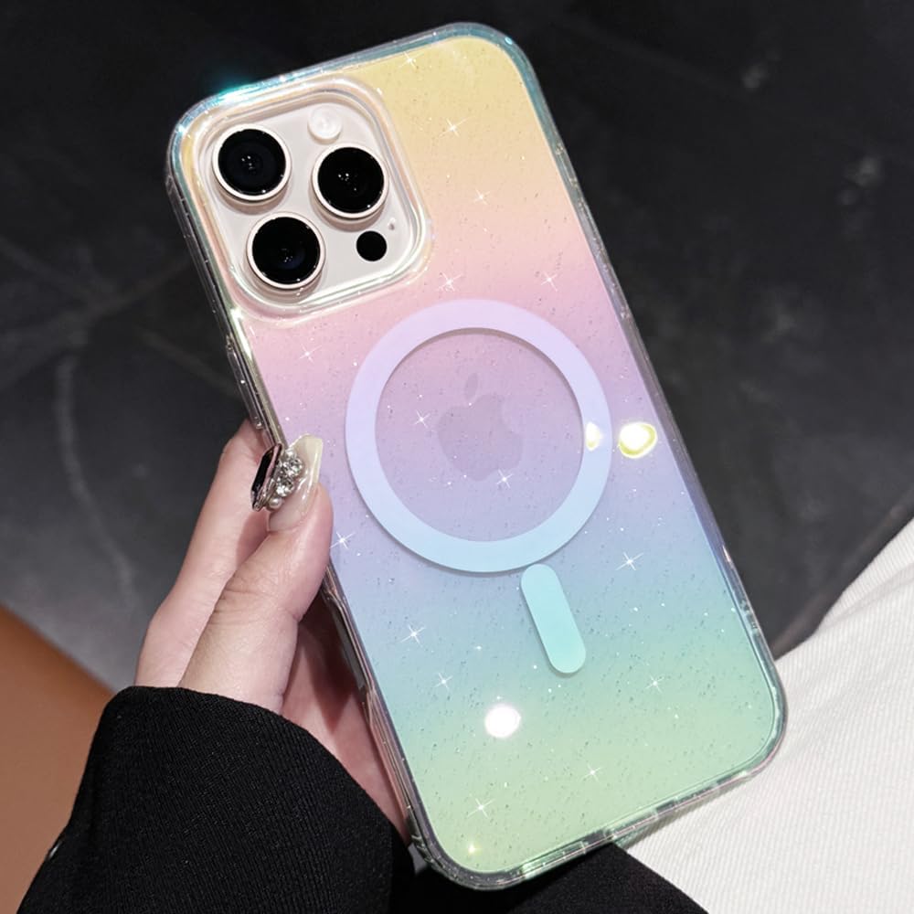 iPhone 15 - Case Glitter - Magsafe - Arco Iris