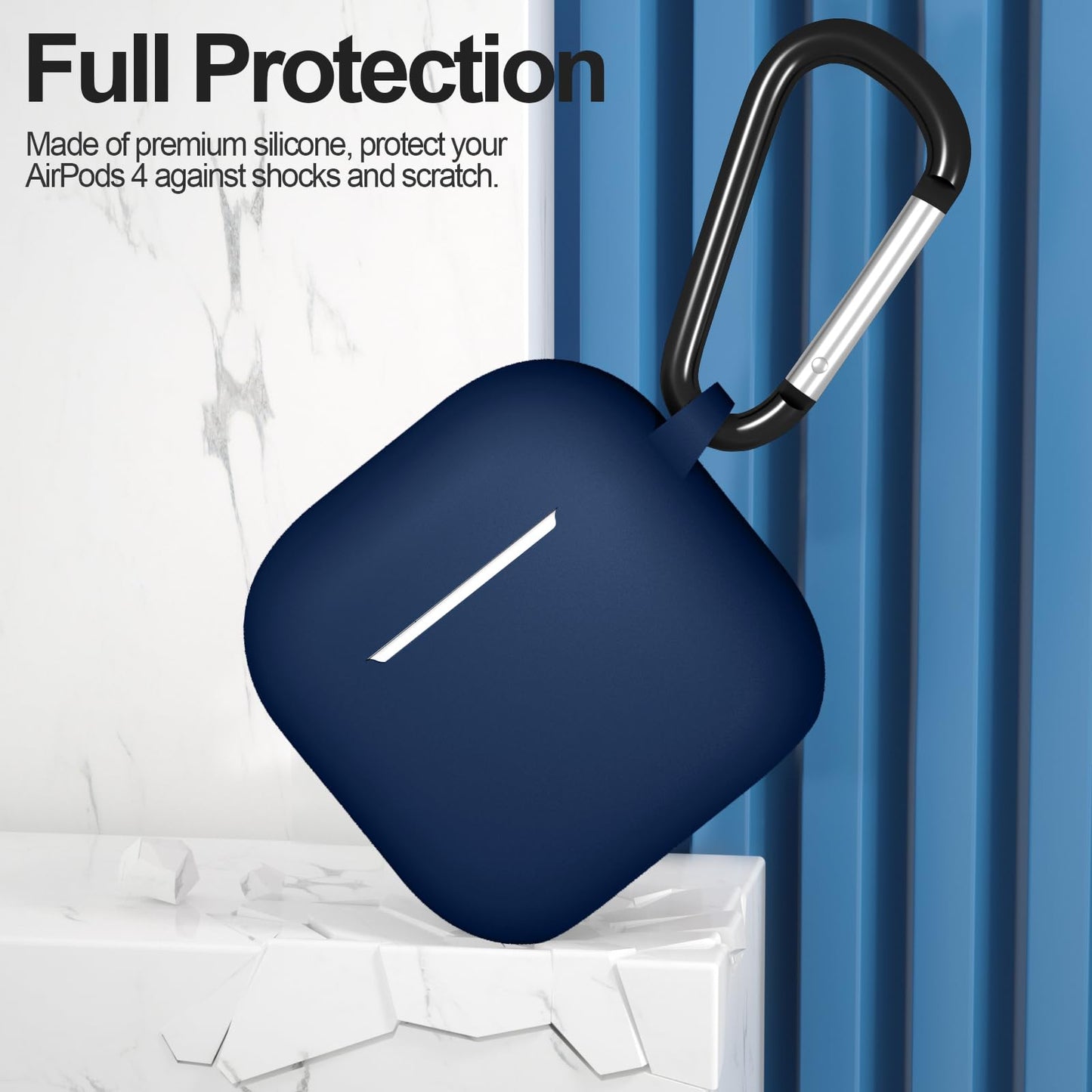 AirPods 4 - Funda de Silicona - Gamuzada - Azul Noche
