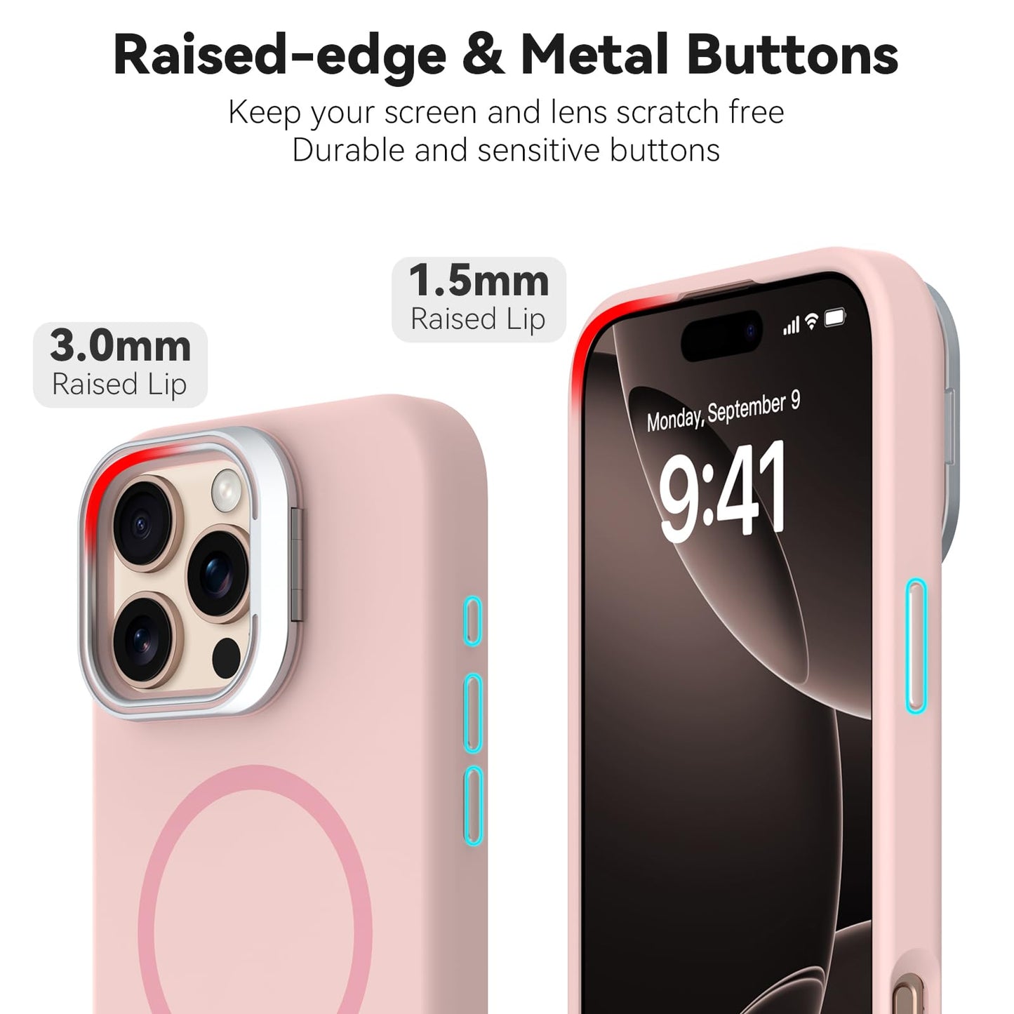 iPhone 15 Pro - Funda de Silicona - MagSafe - Con Soporte - Rosa