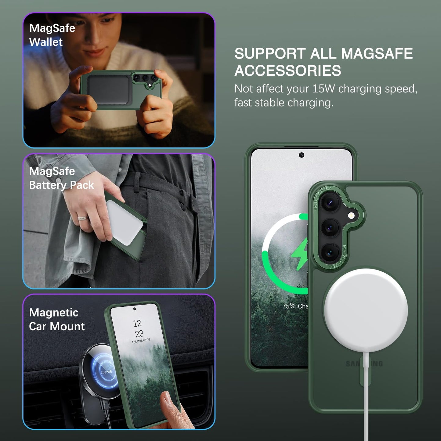 Samsung S24 - Luxury Matte - MagSafe - Verde Militar