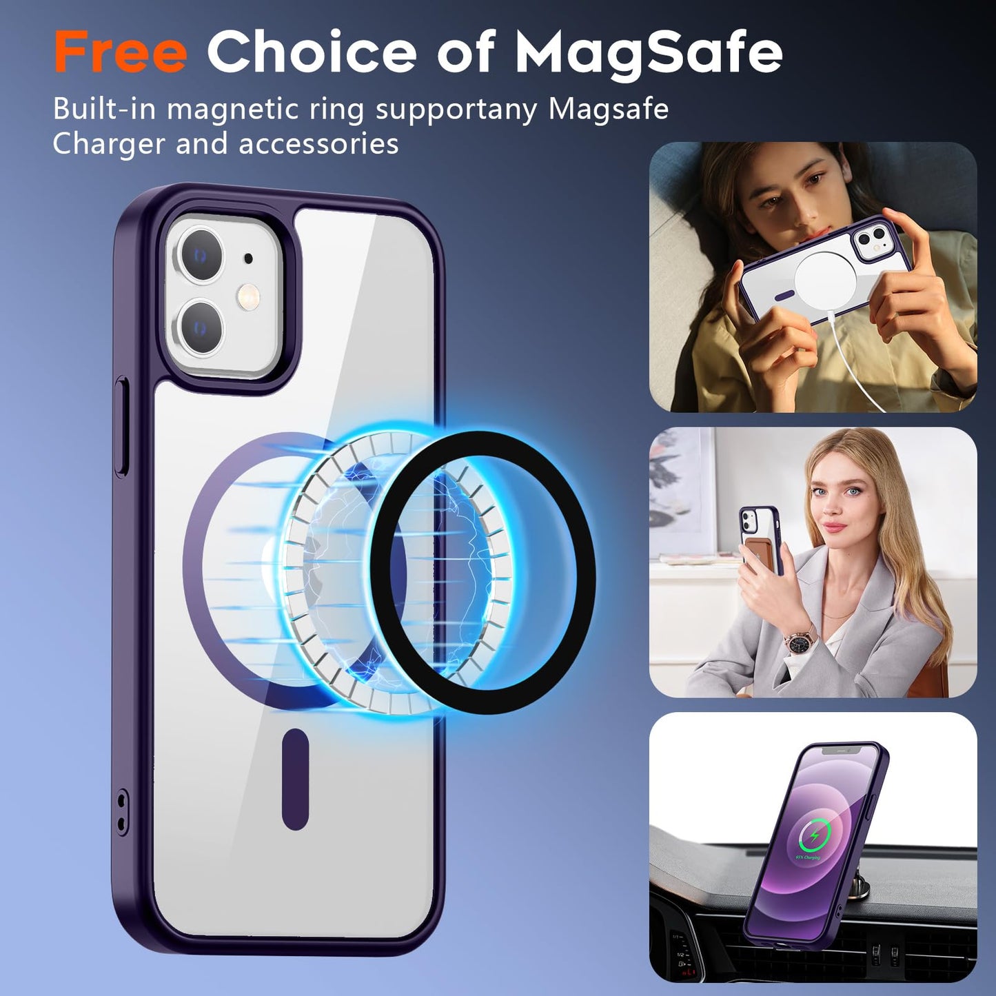 iPhone 15 - Clear Case - MagSafe - Morado Oscuro