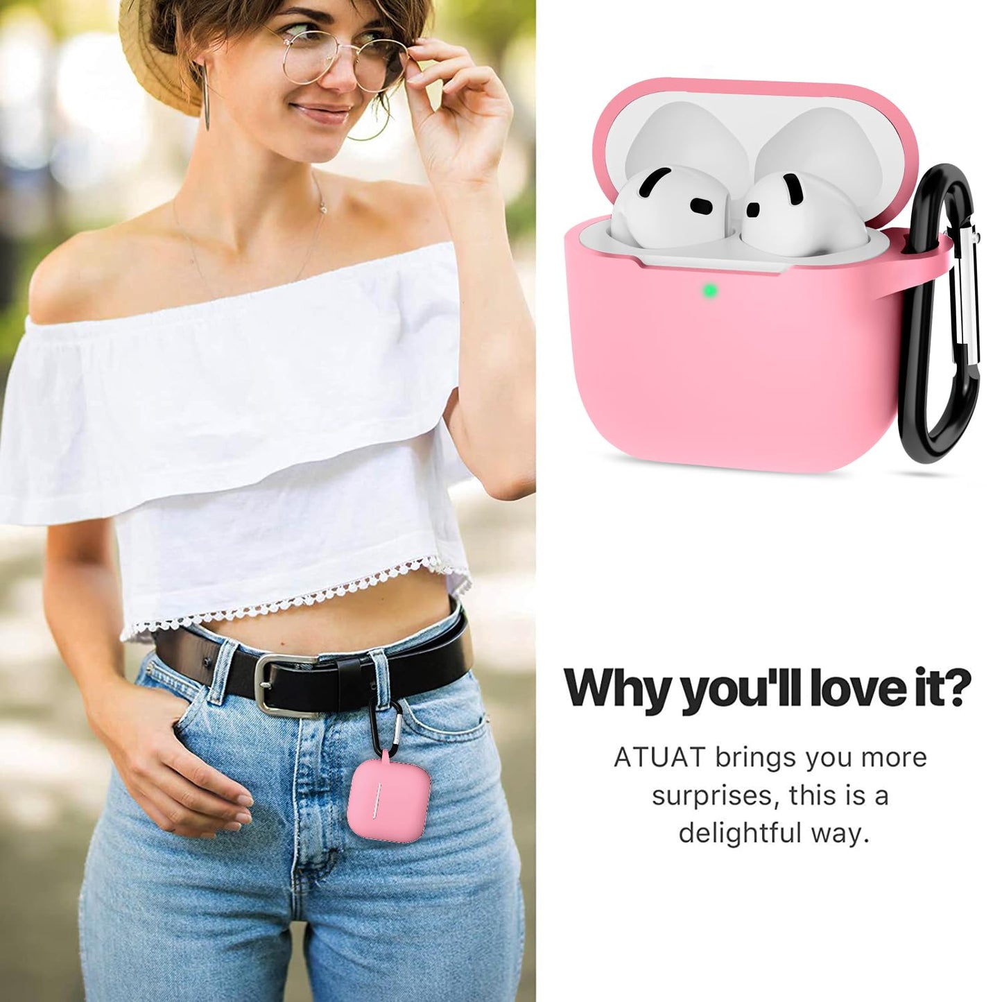 AirPods 4 - Funda de Silicona - Gamuzada - Rosa