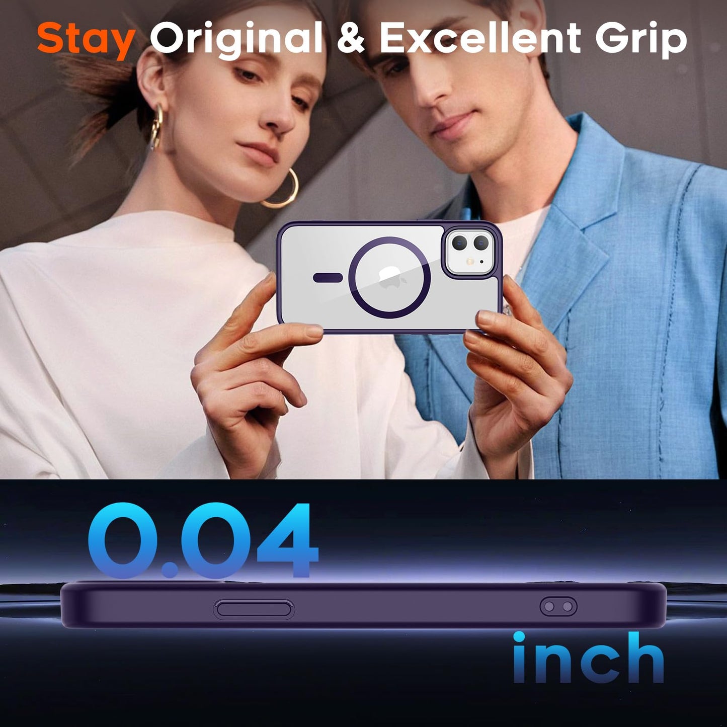 iPhone 14 | iPhone 13 - Clear Case - MagSafe - Morado Oscuro