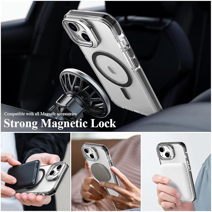 iPhone 15 - Case Magsafe - Stand Cámara - Clear Black