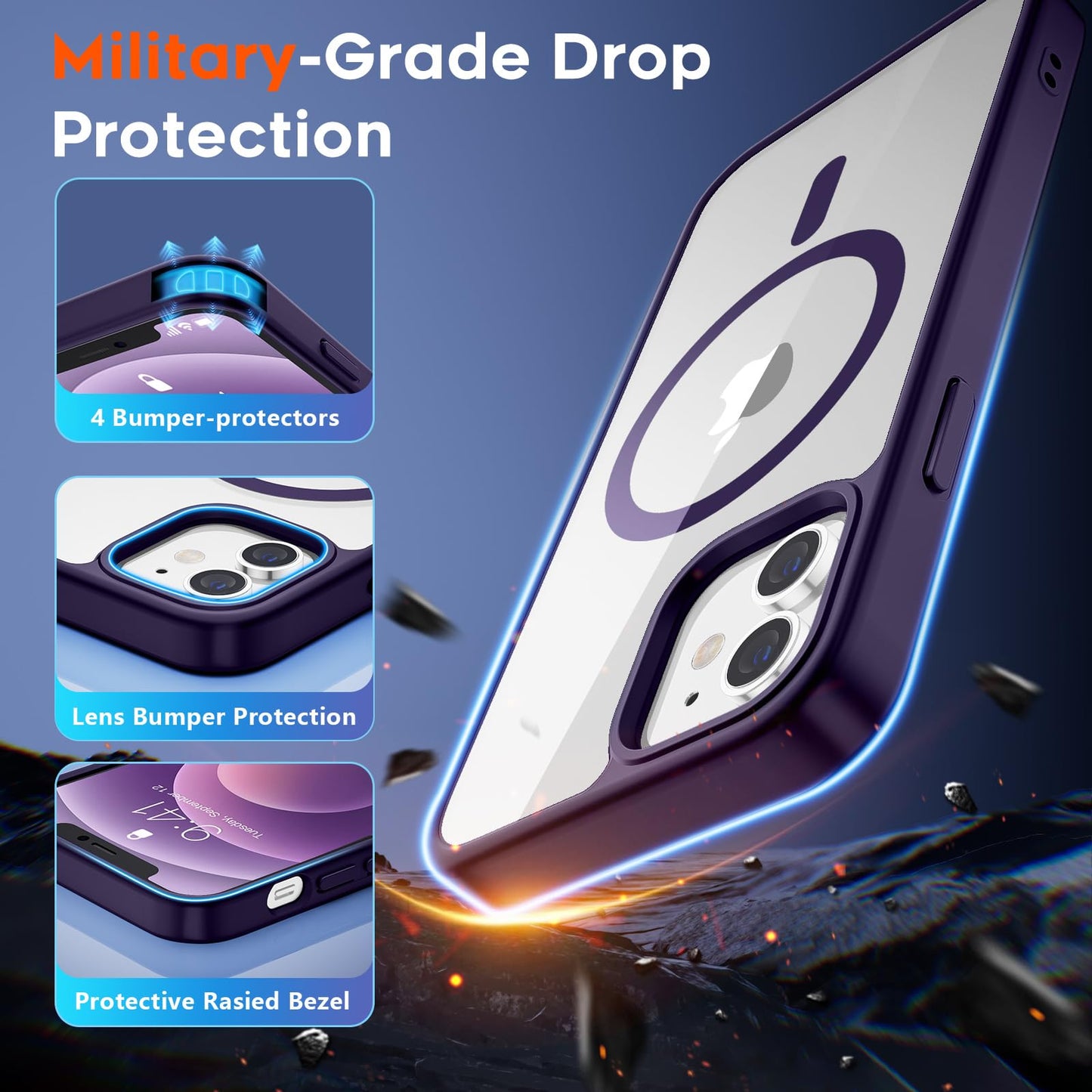 iPhone 14 | iPhone 13 - Clear Case - MagSafe - Morado Oscuro
