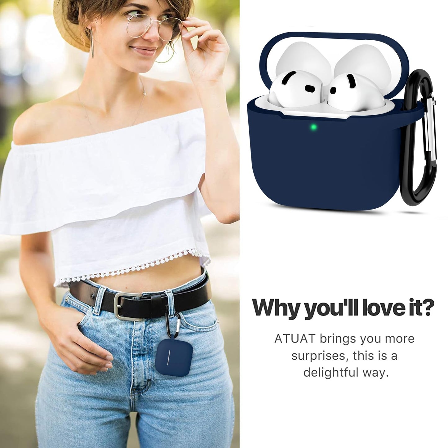 AirPods 4 - Funda de Silicona - Gamuzada - Azul Noche