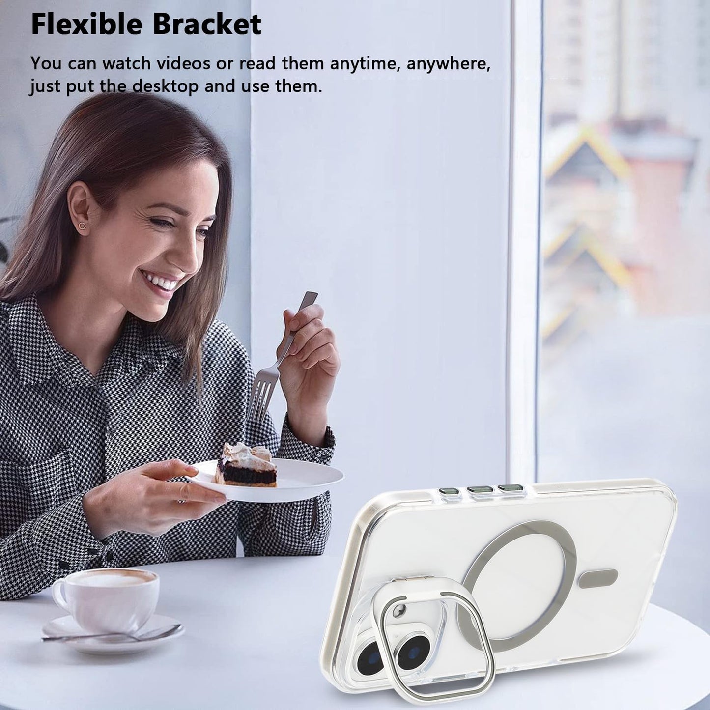 iPhone 16 - Case MagSafe - Stand Cámara - Clear Grey