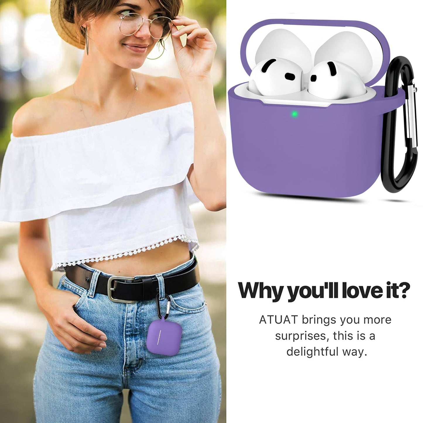AirPods 4 - Funda de Silicona - Gamuzada - Lila