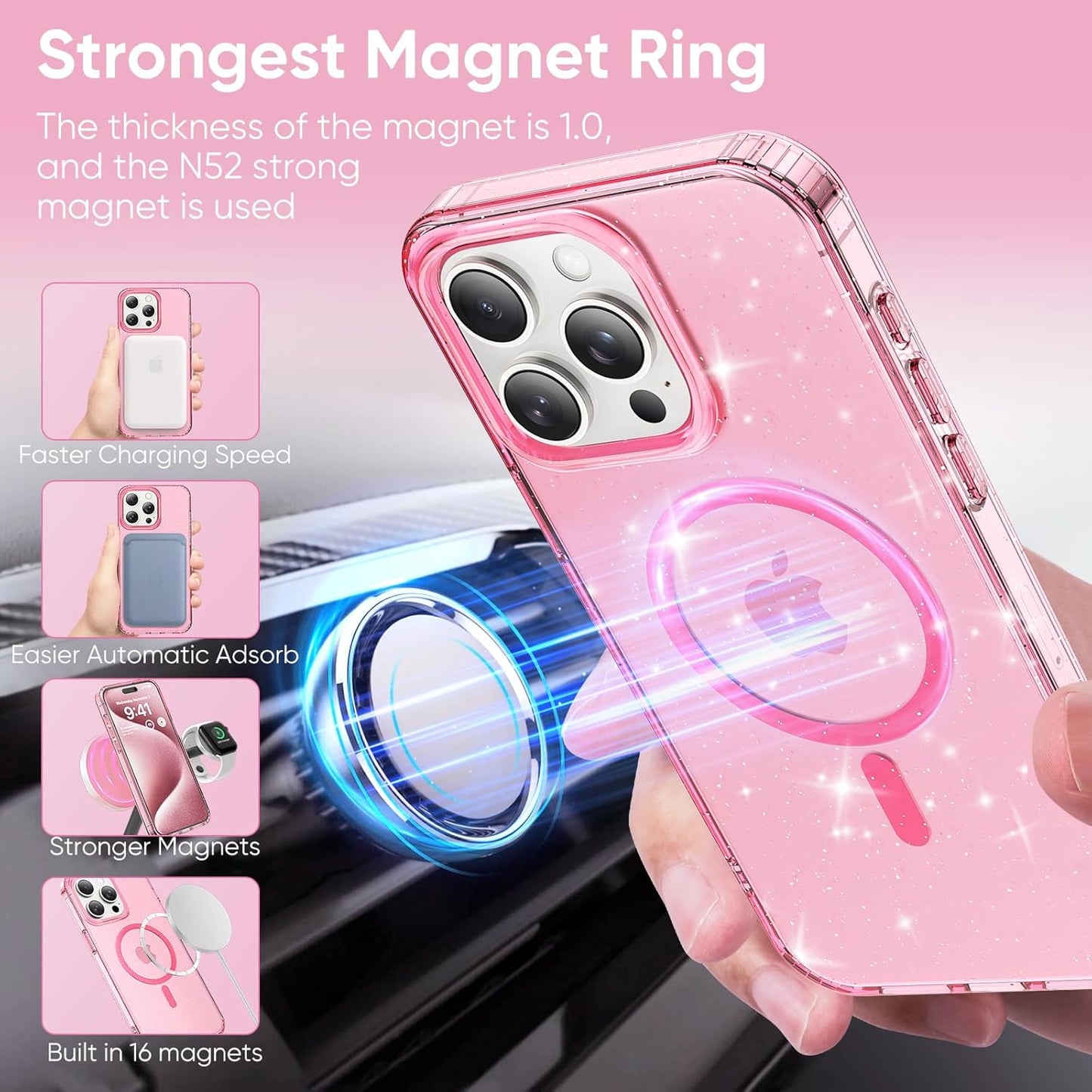 iPhone 14 / iPhone 13 - Case Glitter - Magsafe - Rosa