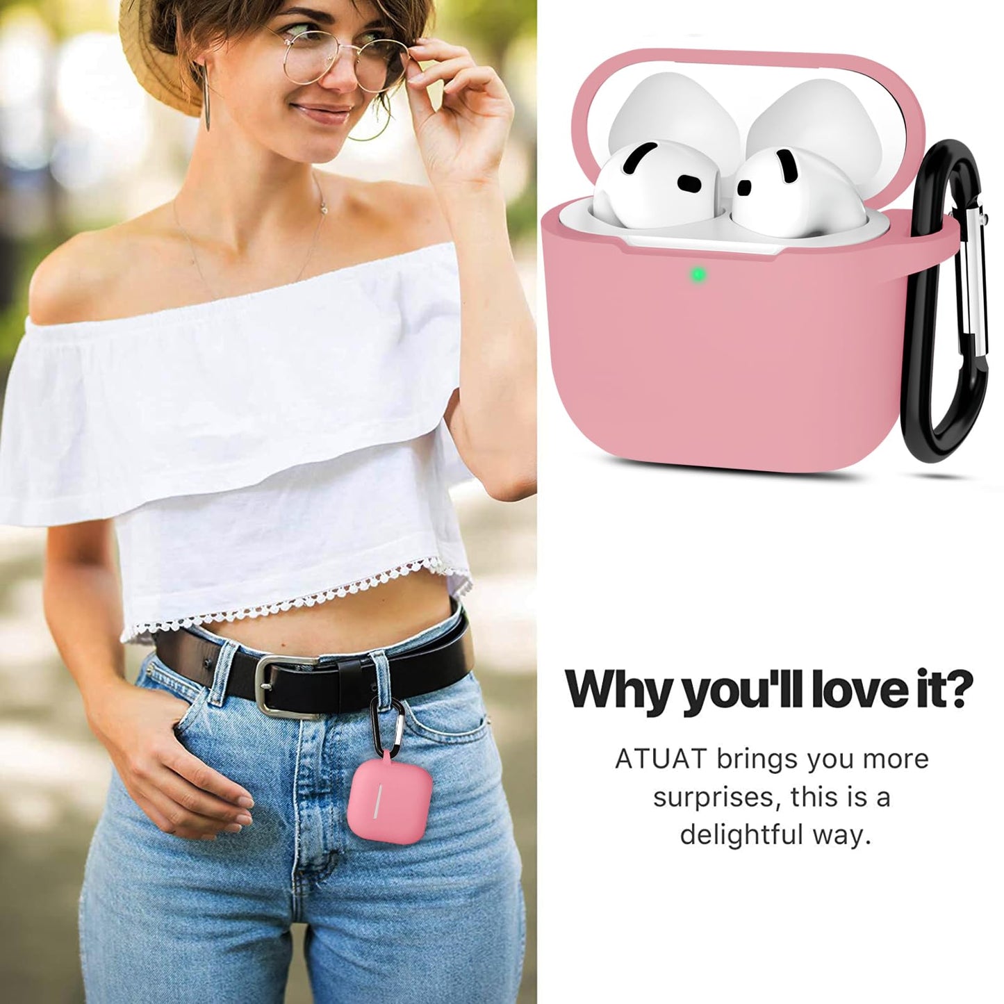 AirPods 4 - Funda de Silicona - Gamuzada - Palo Rosa