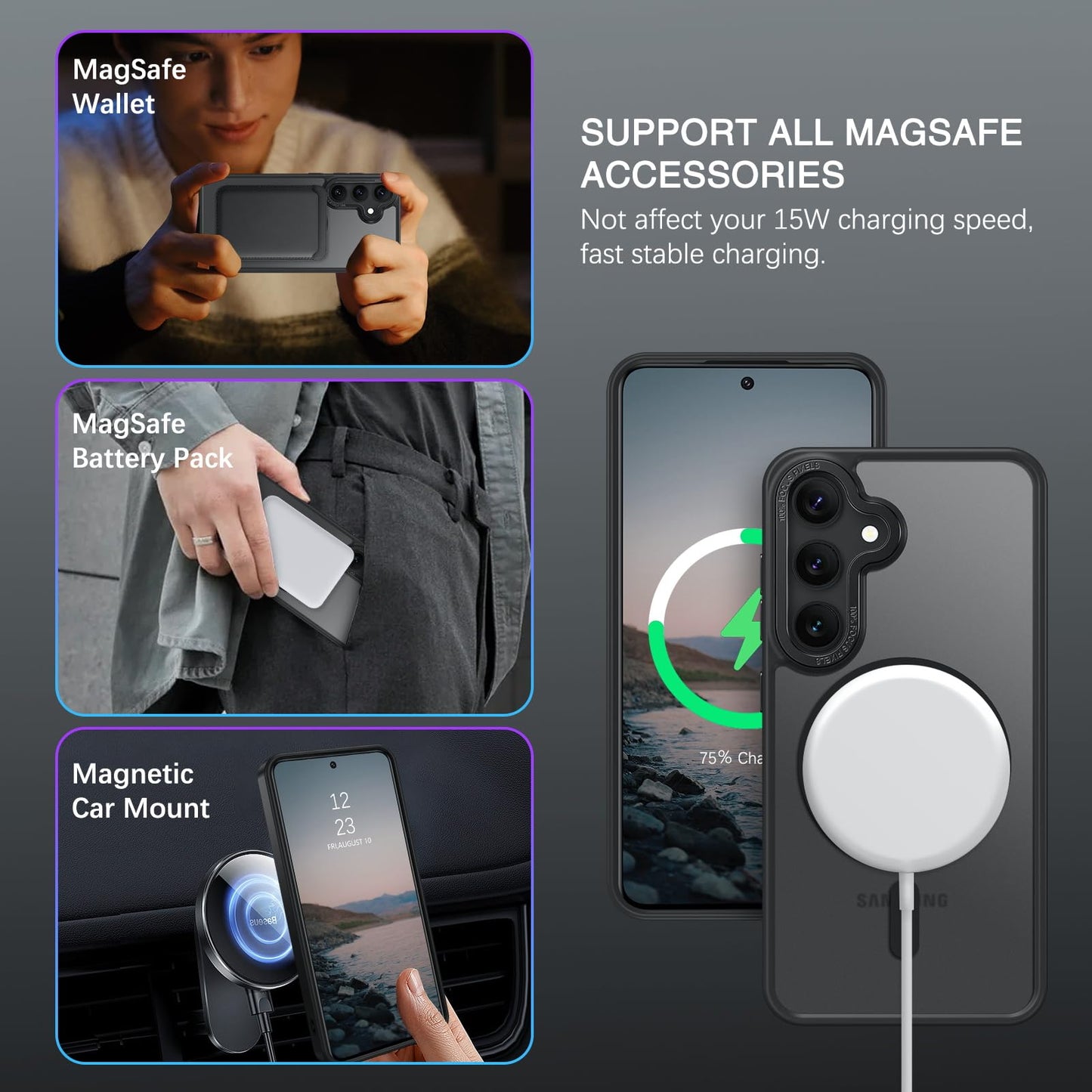 Samsung S24 - Luxury Matte - MagSafe - Negro