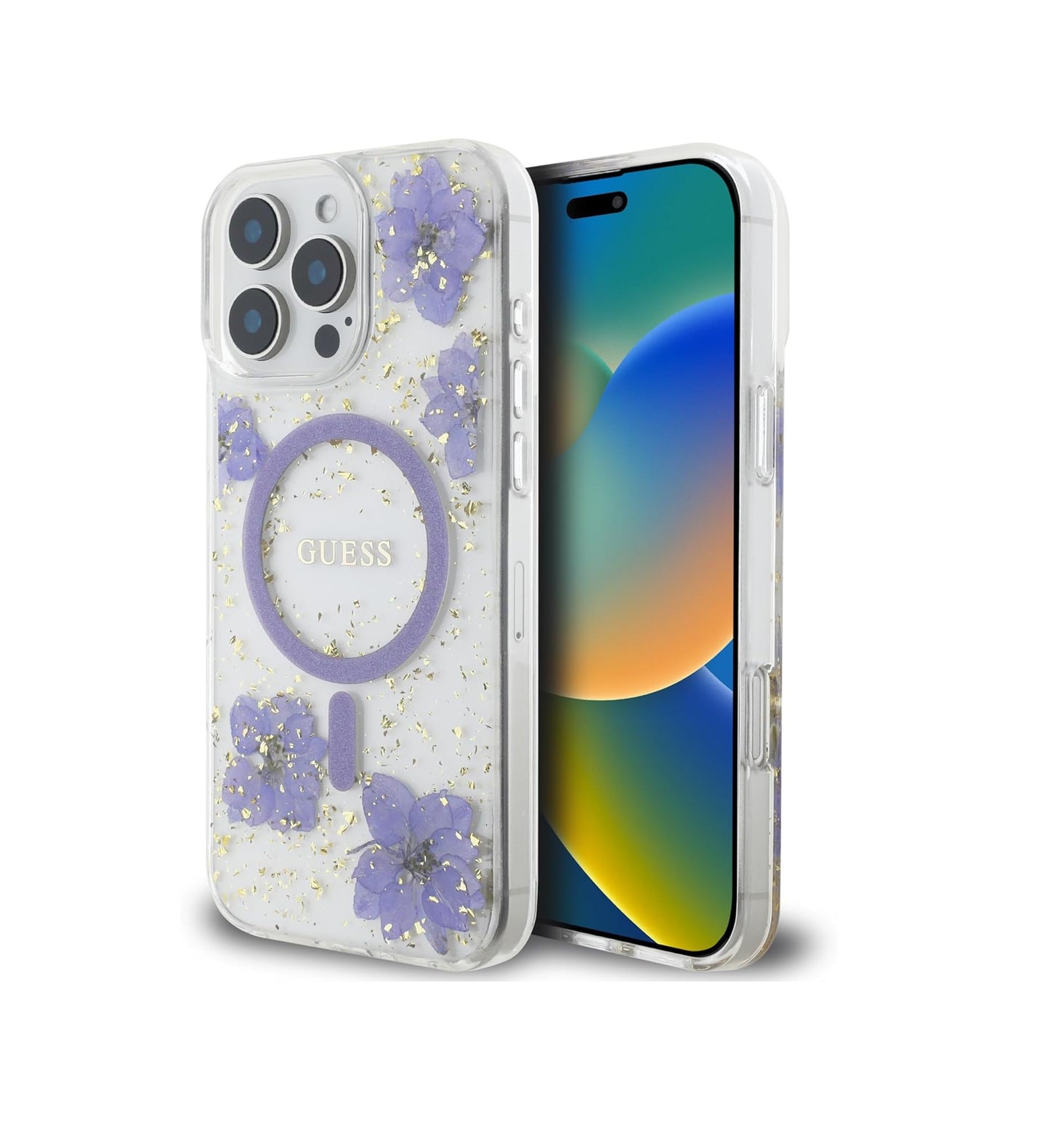 iPhone 16 Pro Max - Case Floral - Magsafe - Clear Purple - Guess