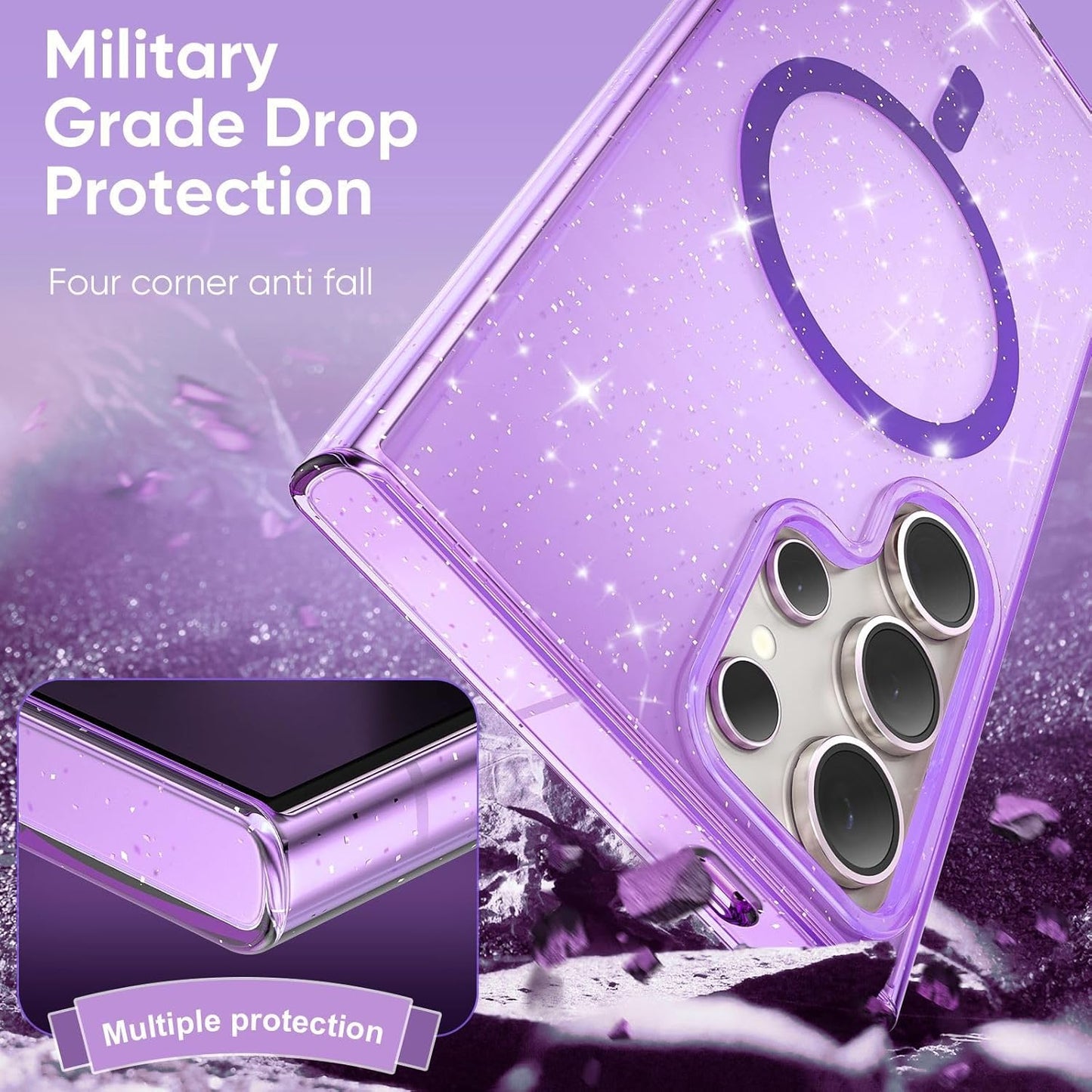 Samsung S24 Ultra - Case Glitter - Magsafe - Lila