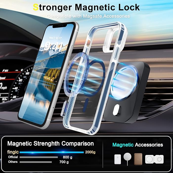 iPhone 16 Plus - Case MagSafe - Stand Cámara - Clear Blue
