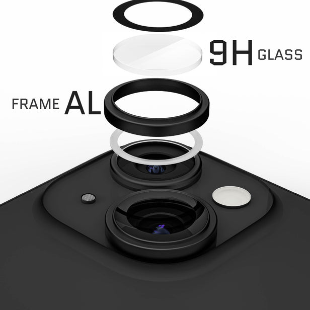 iPhone 15 / 15 Plus - Protector de Cámaras Premium - Anti Reflejo - Alta Transparencia - Negro