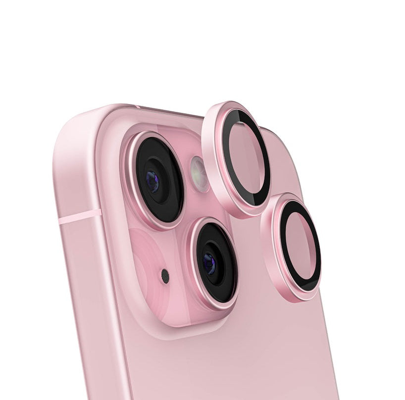 iPhone 15 / 15 Plus - Protector de Cámaras Premium - Vidrio Anti Reflejos - Alta Transparencia - Rosa Claro