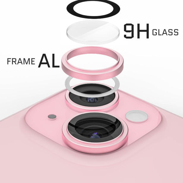 iPhone 15 / 15 Plus - Protector de Cámaras Premium - Vidrio Anti Reflejos - Alta Transparencia - Rosa Claro