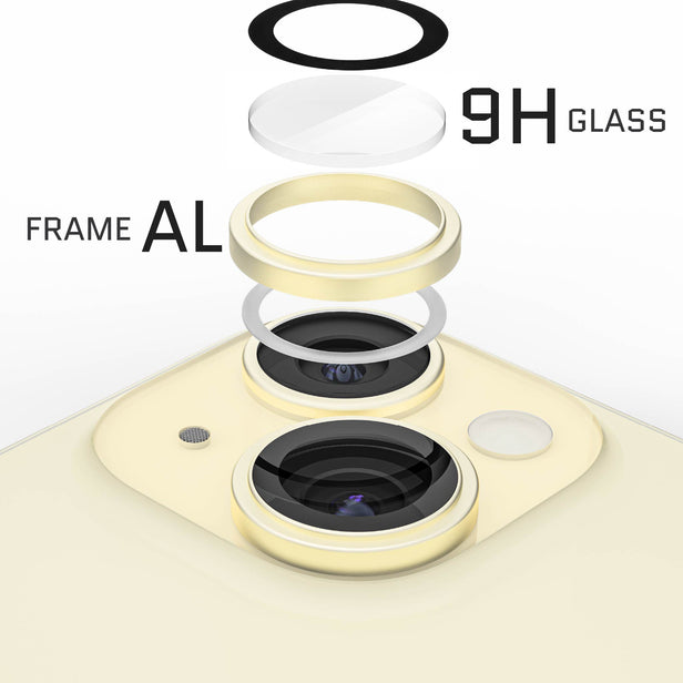 iPhone 15 / 15 Plus - Protector de Cámaras Premium - Vidrio Anti Reflejo - Alta Transparencia - Amarillo Claro