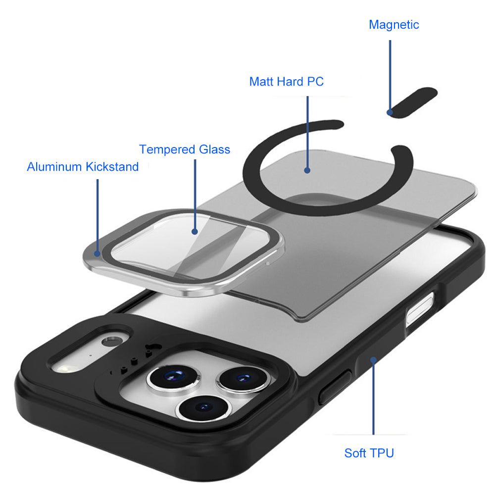 iPhone 17 Pro Max - Funda Metal Matte - MagSafe - Soporte en Cámaras - Negro
