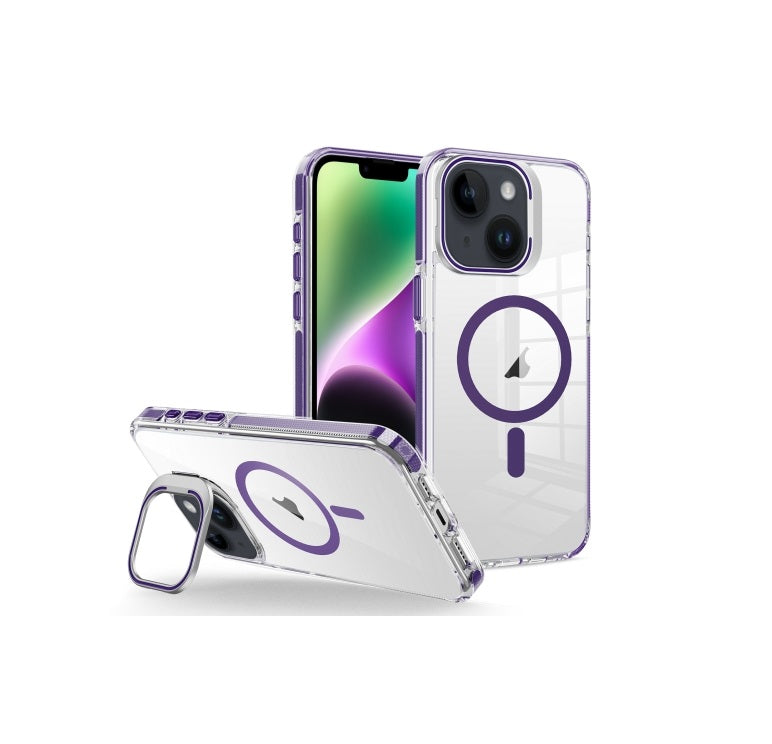 iPhone 14 / iPhone 13 - Case Magsafe - Stand Cámara - Clear Purple