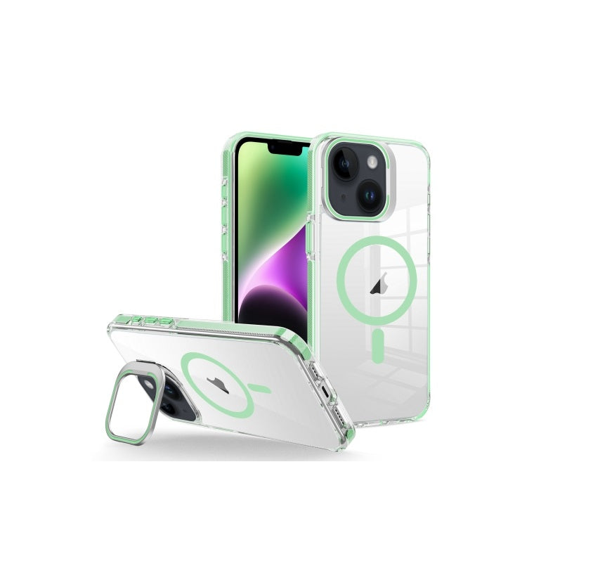 iPhone 15 - Case Magsafe - Stand Cámara - Clear Green