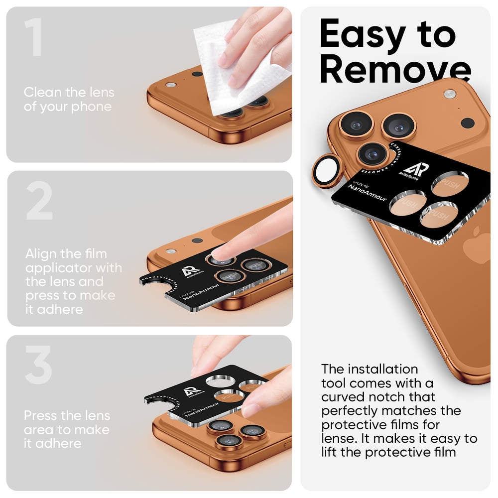 iPhone 17 Pro | iPhone 17 Pro Max - Protector de Cámaras - Anti Reflejo - Naranja Cósmico