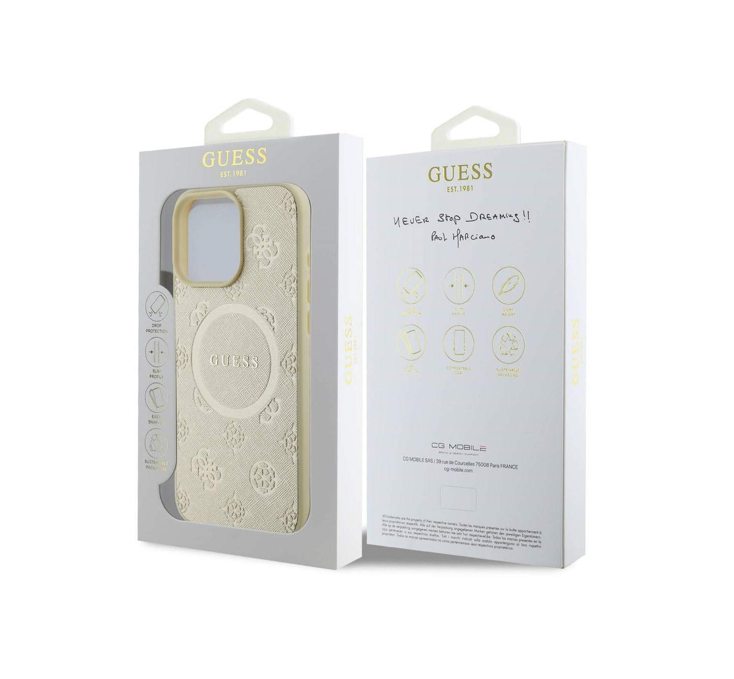 iPhone 16 Pro Max - Case Saffiano - Magsafe - Peony - Dorado - Guess