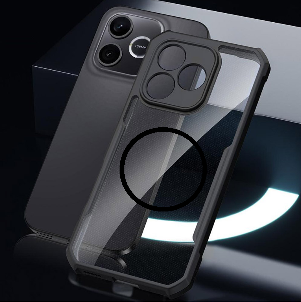Honor 600E | Honor 600 Lite - Funda Antishock con AirBag - MagSafe - Transparente / Negro - Xundd