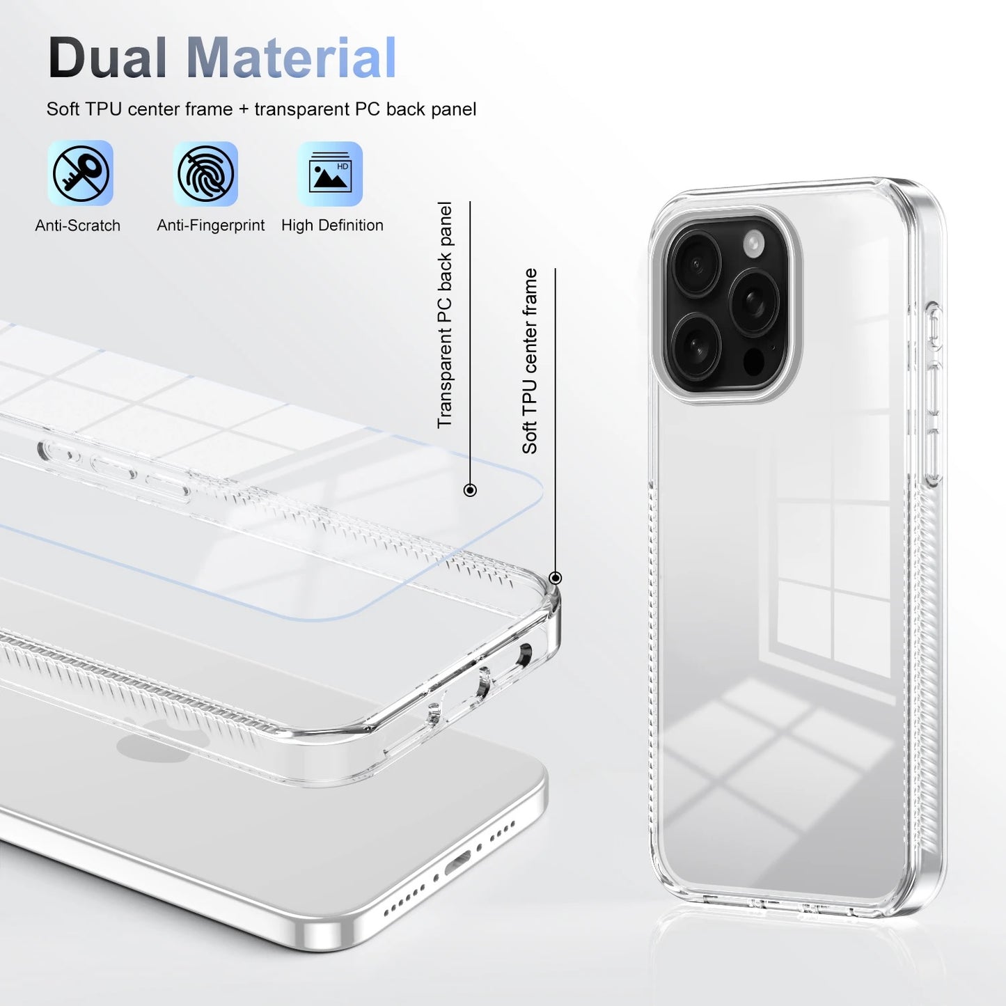 iPhone 16 Pro Max - Funda Transparente - Antishock
