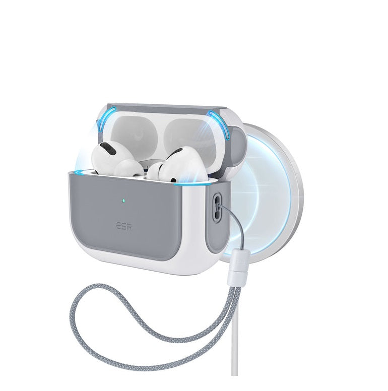 AirPods Pro 1 / Pro 2 - Magnetic Hybrid Tough Case - Orbit (HaloLock) - Blanco - ESR