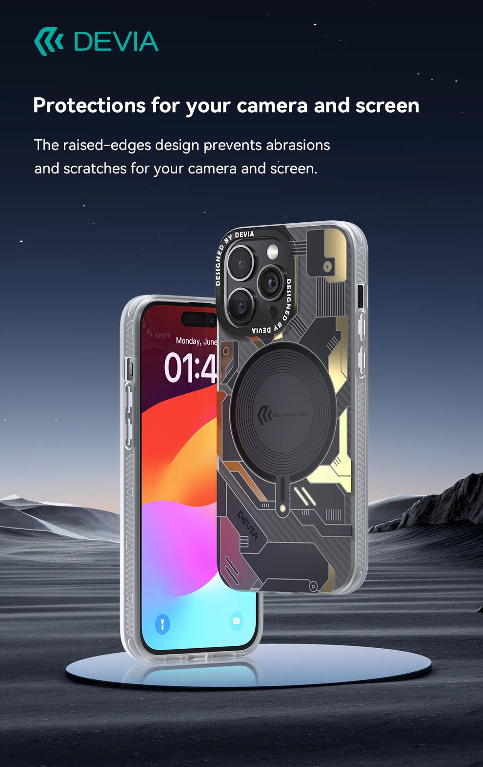 iPhone 15 - Mecha Series + Mag - Negro - Devia