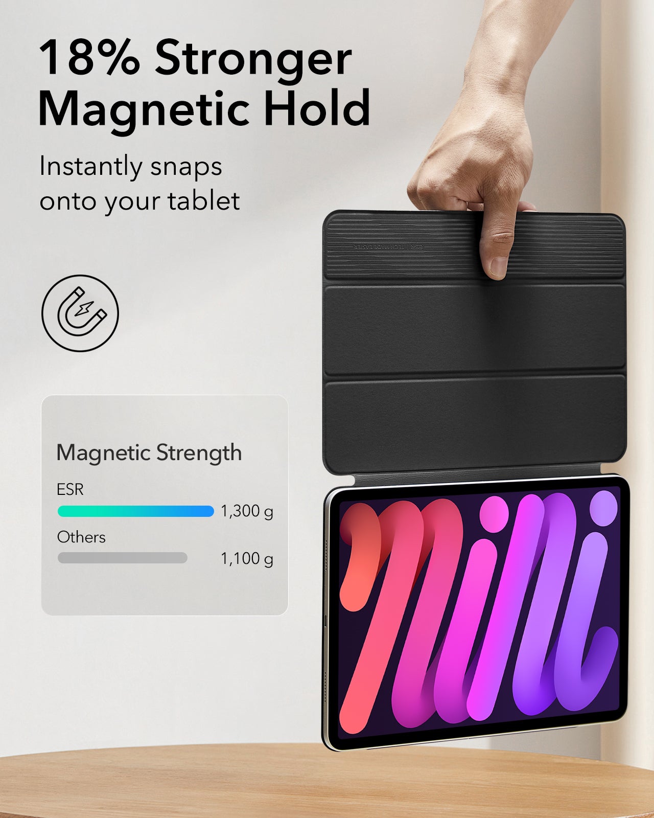 iPad Mini 6 (2021) / iPad Mini 7 (2024) - Rebound Magnetic Case - Black - ESR