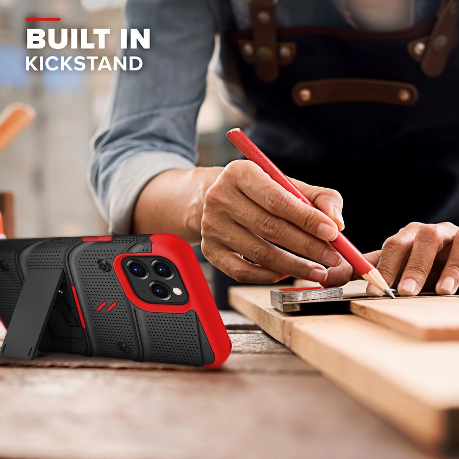 iPhone 12 | 12 Pro - Black & Red - Bolt Series - Zizo