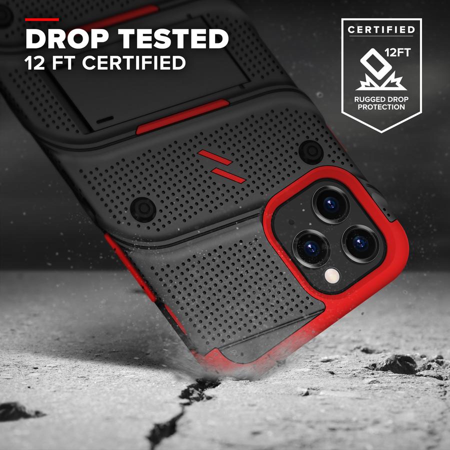iPhone 12 | 12 Pro - Black & Red - Bolt Series - Zizo