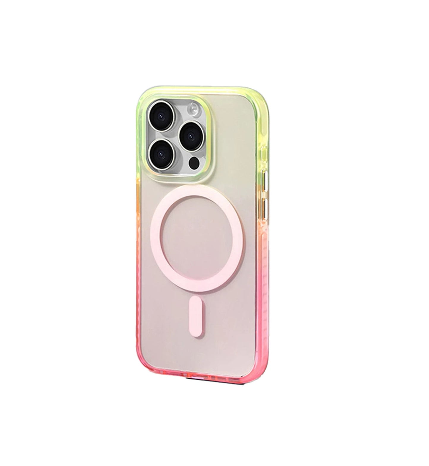iPhone 16 Pro - Ombre Clear Series - MagSafe - Amarillo Neón / Rosa Pastel