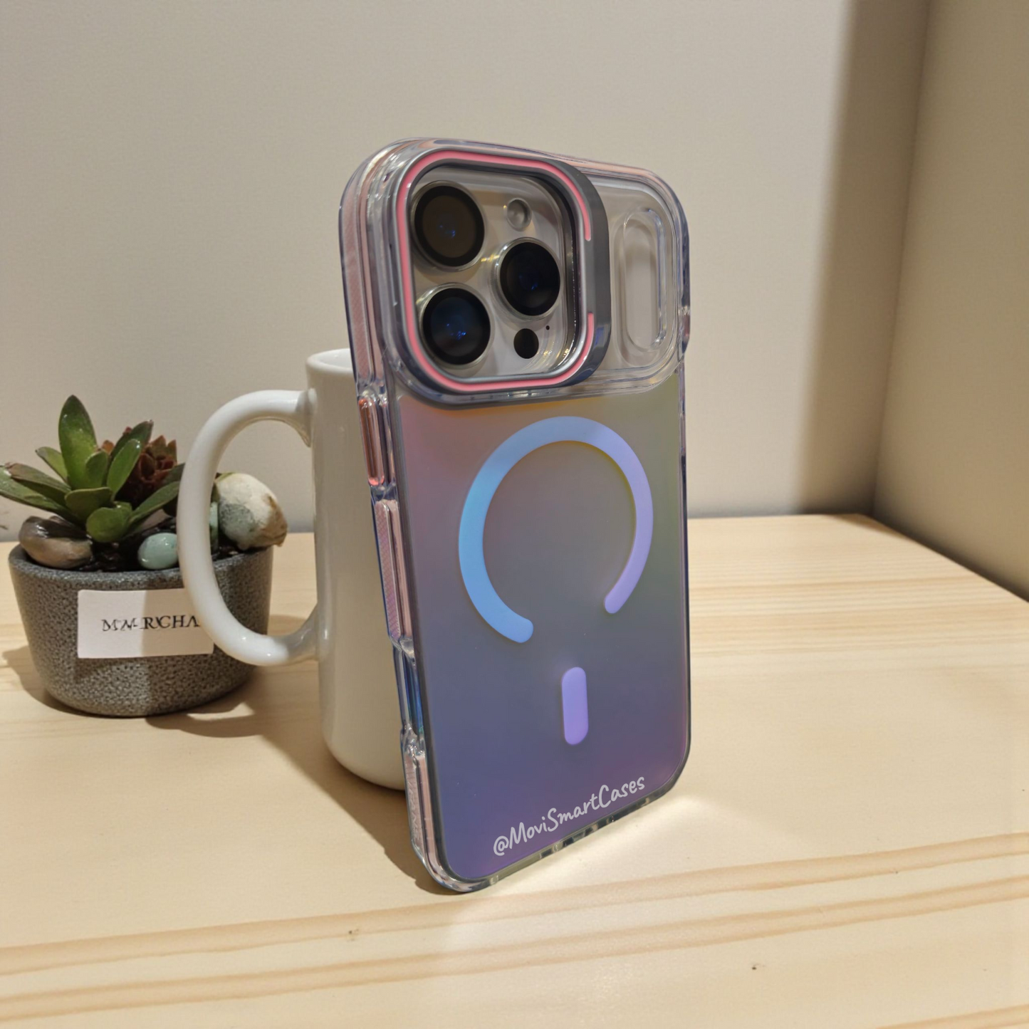 iPhone 17 Pro Max - Funda Iridiscente - MagSafe - Soporte en Cámaras - Rosa