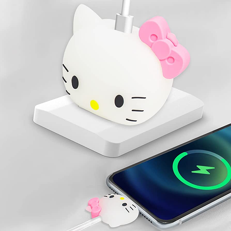 PROTECTOR 3D GOMA PARA ADAPTADOR APPLE 18W | 20W - HELLO KITTY