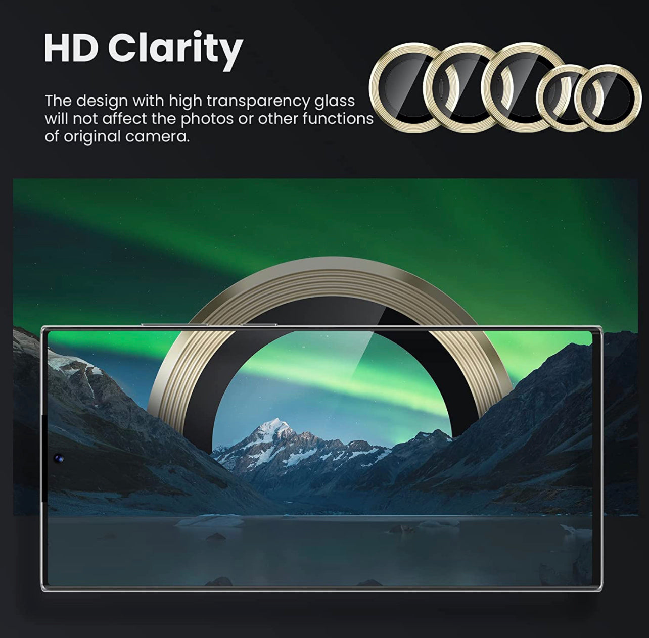 Samsung S22 Ultra - Protector de Cámaras de Aluminio - Dorado