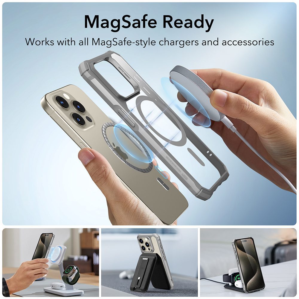 iPhone 15 Pro Max - Funda Clear (HaloLock) - Air Armor Series - Gris Transparente ESR