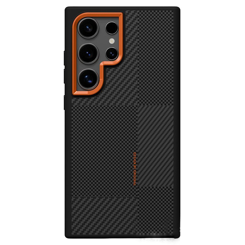 Samsung S24 Ultra - Funda Fibra de Aramida - MagSafe - Negro / Naranja