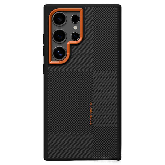 Samsung S24 Ultra - Funda Fibra de Aramida - MagSafe - Negro / Naranja