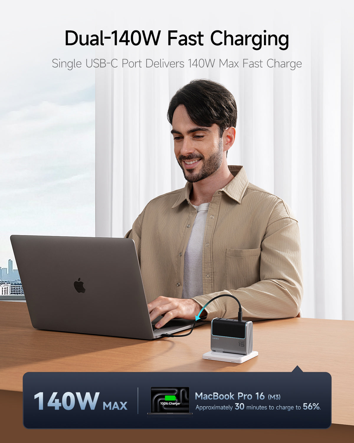 Cargador USB-C 4 en 1 - PD 3.1 - CUKTECH N°15 - 140 W