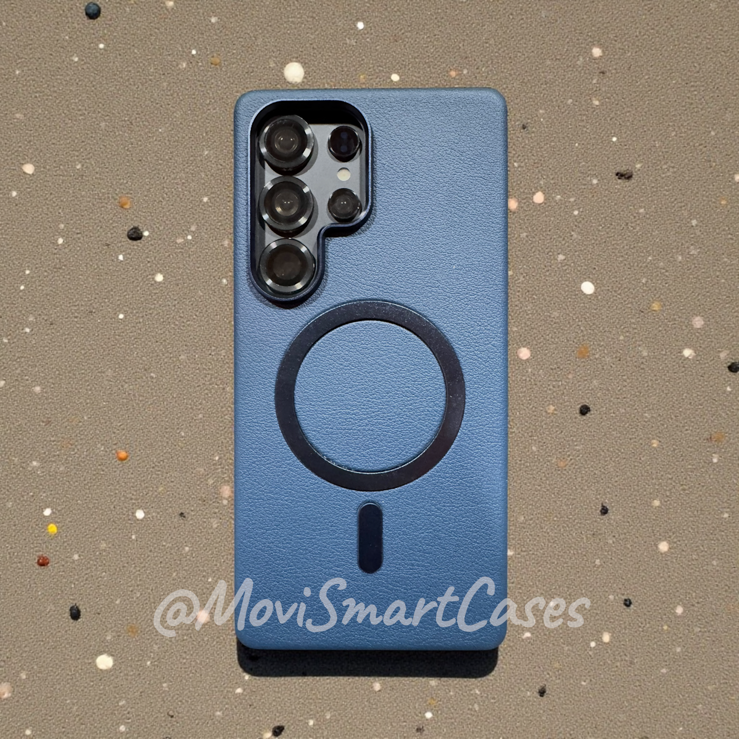 Samsung S25 Ultra - Funda Cuero Vegano - MagSafe - Azul Marino