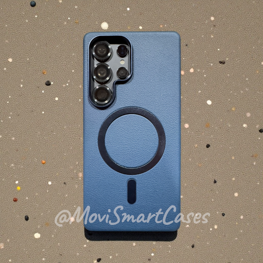 Samsung S25 Ultra - Funda Cuero Vegano - MagSafe - Azul Marino