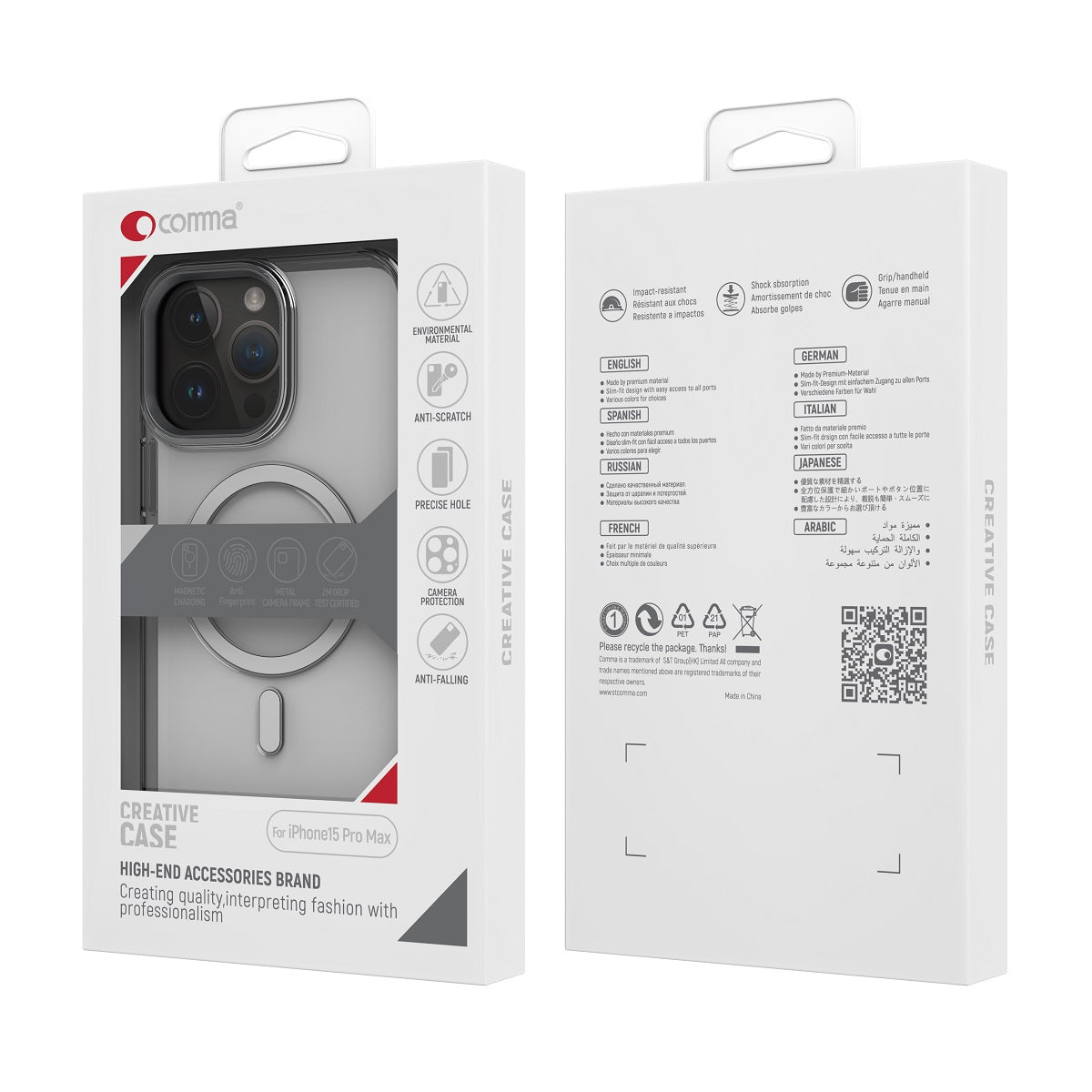 iPhone 15 Pro - Funda Cystal Series Magnetic - Transparente - Comma