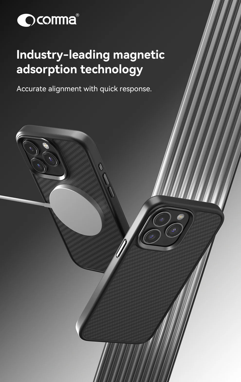 iPhone 15 Pro - Kevlar Series + Mag - Negro - Comma
